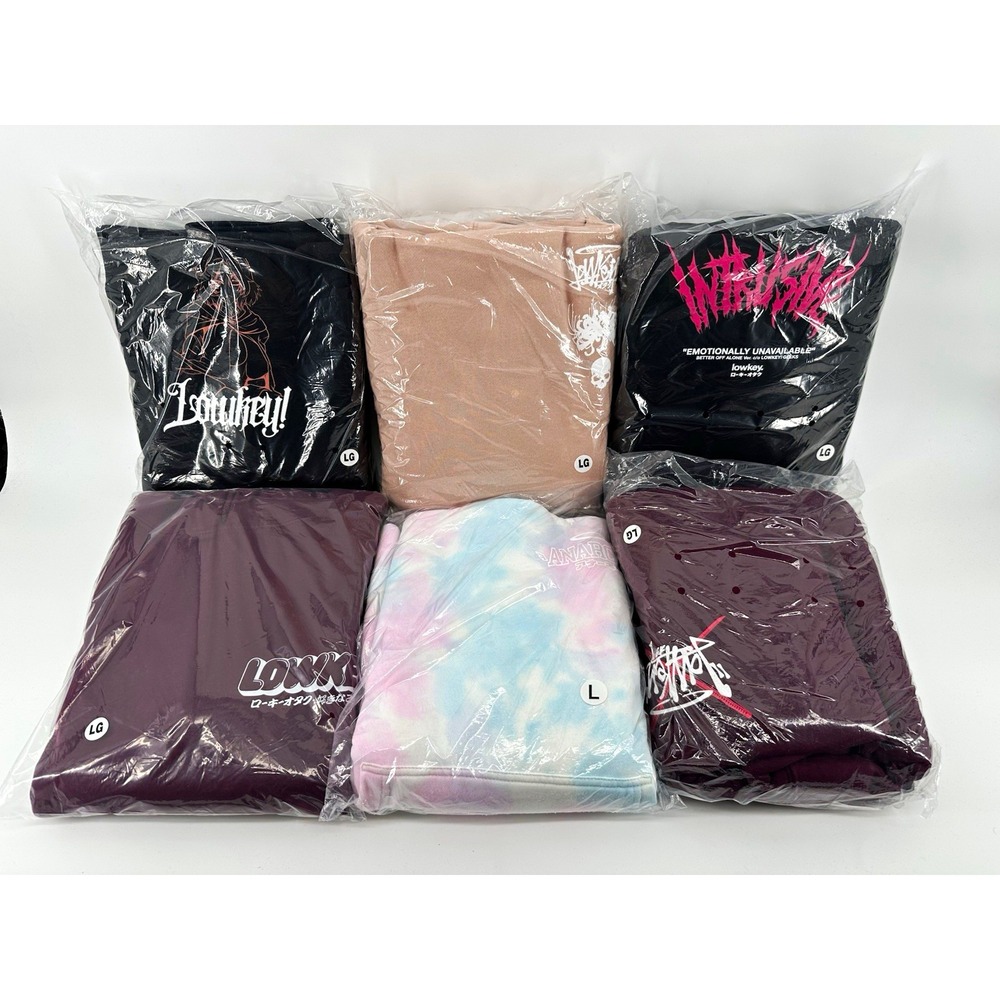 Lowkey Geeks Graphic Logo Hoodies/Sweatshirts Lot 8 Size L Cotton Mixed Colors